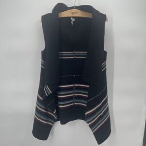 Joie Ligiere Wool Striped Vest Womans Size Small Black With Multi-colored Stripe